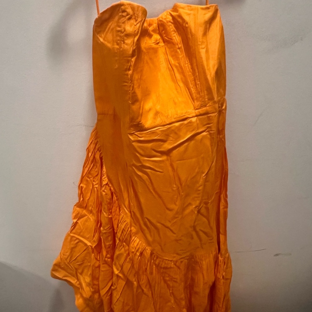 BRAND NEW: Anthropologie tangerine colored ruffle asymmetric dress